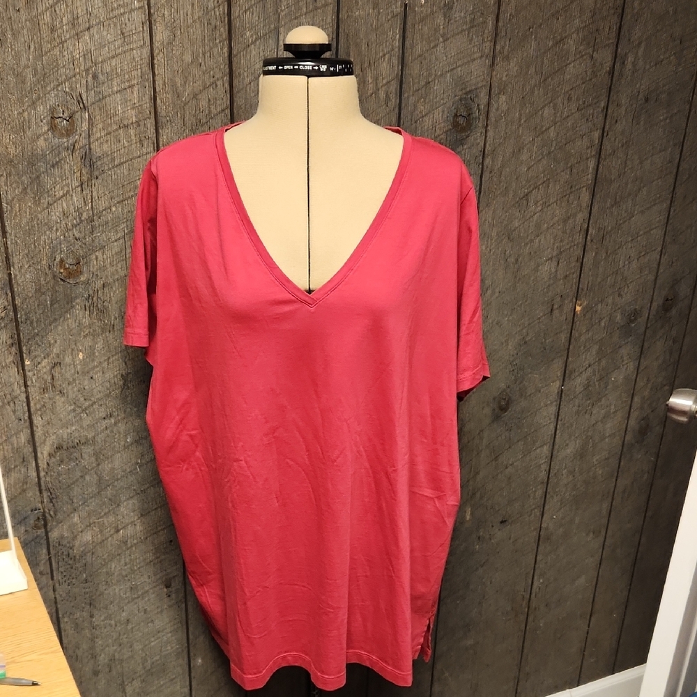 Lands End Women's V-Neck Pink Top